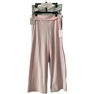 Since Forever Pink Gray Foldover Waist Wide Leg Pants XL NWT